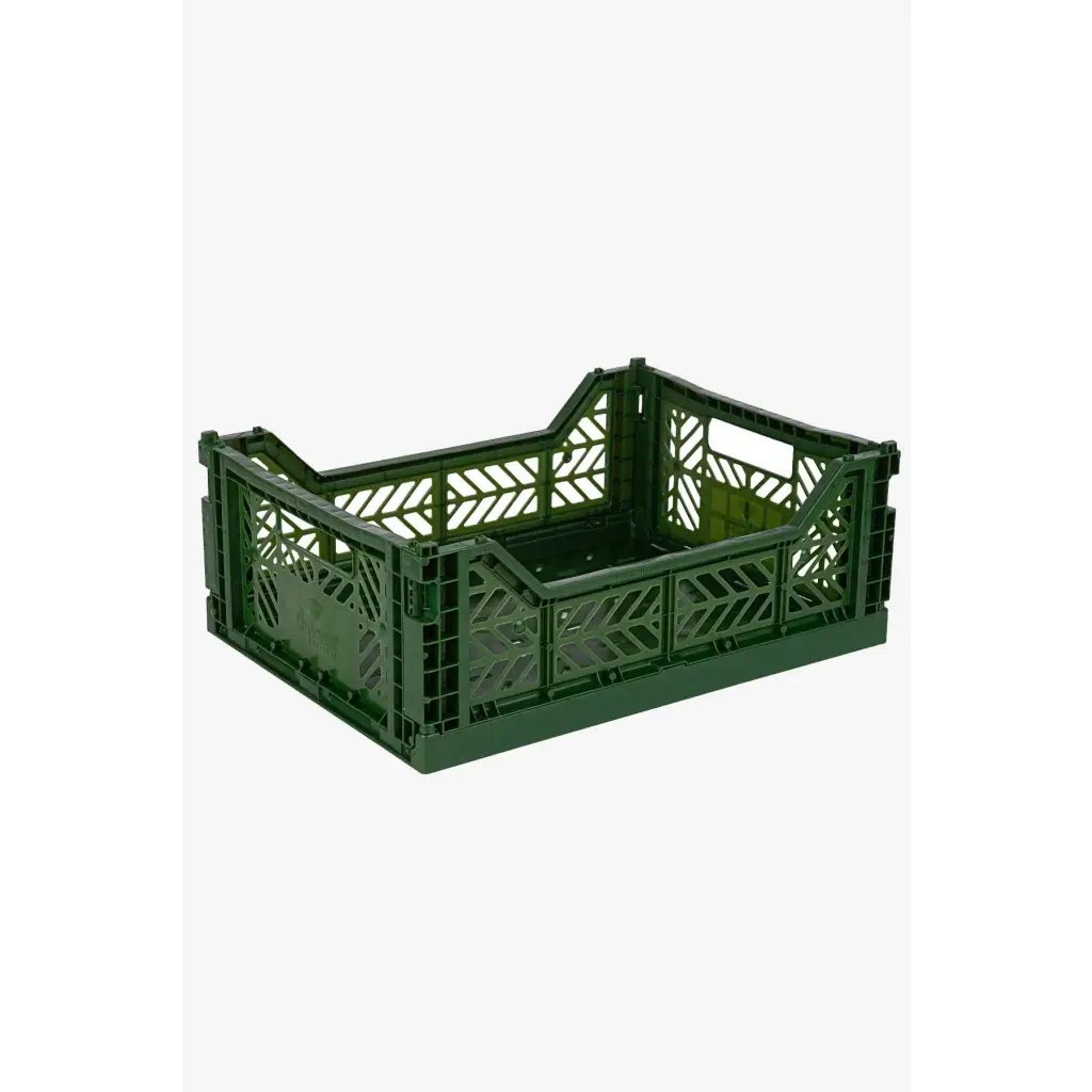 Foldable Storage Bins, Plastic Crate for Storage, Collapsible Crate, Utility Stackable Box Medium Khaki - Luna Crates
