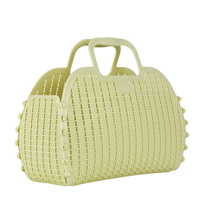 Foldable Mini Plastic Storage Basket Beach Simple Travel Storage Bags Plastic for Women Girls
