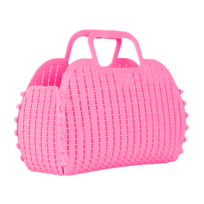 Foldable Mini Plastic Storage Basket Beach Simple Travel Storage Bags Plastic for Women Girls