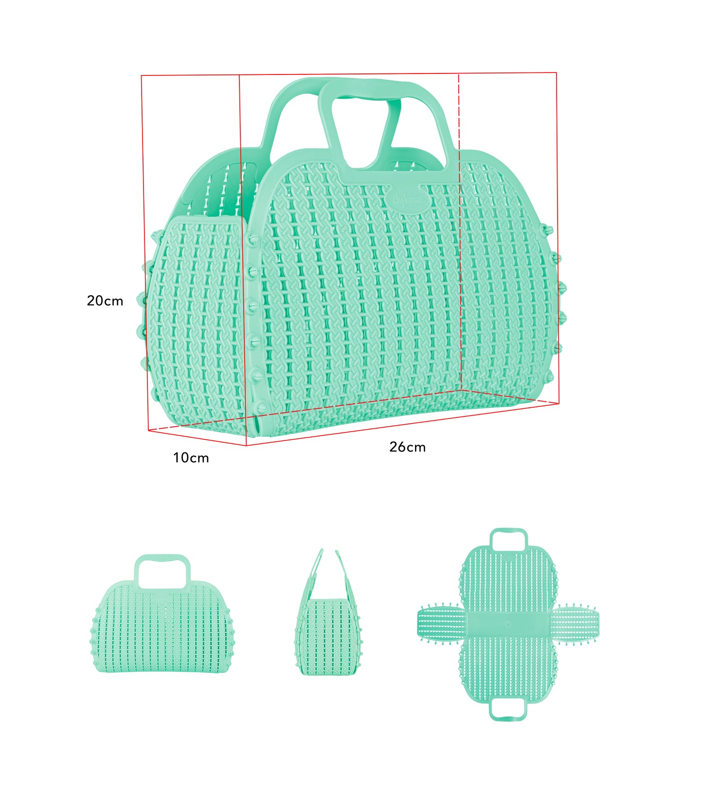 Foldable Mini Plastic Storage Basket Beach Simple Travel Storage Bags Plastic for Women Girls