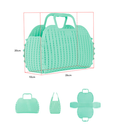 Foldable Mini Plastic Storage Basket Beach Simple Travel Storage Bags Plastic for Women Girls