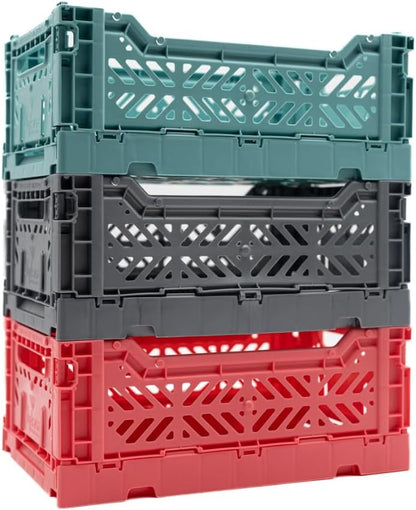 Collapsible Storage Box, Foldable Crate Organizer Bin with Handle, Stackable Crates for Home Organization 4L 14L 44L Capacity