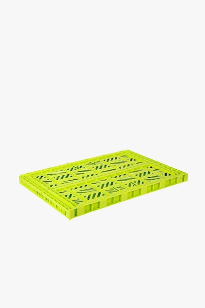 Foldable Storage Bins, Plastic Crate for Storage, Collapsible Crate, Utility Stackable Box Large Acid Yellow