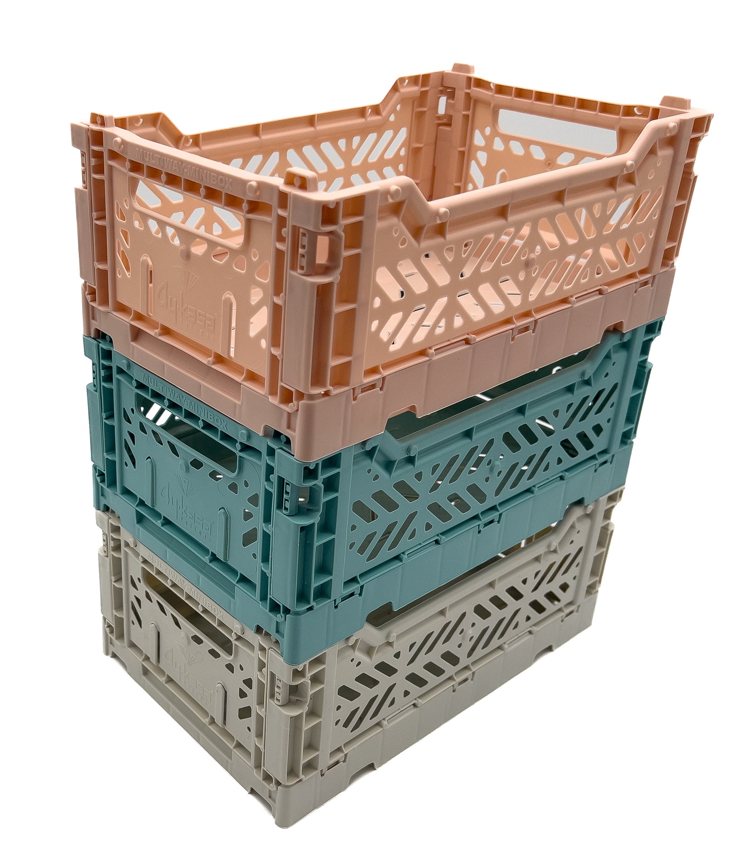 Luna Crates 3-Pack Foldable Storage Bins, Plastic Crate for Storage, Collapsible Crate, Utility Stackable Box Small