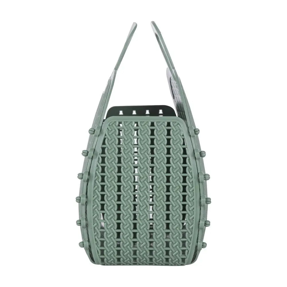 Almond Green Foldable Mini Plastic Women's Tote Bag - Luna Crates