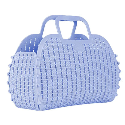 Baby Blue Foldable Mini Plastic Women's Tote Bag - Luna Crates