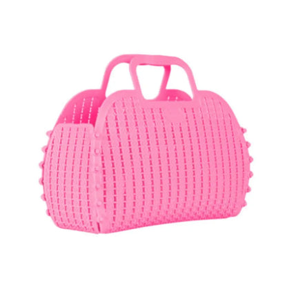 Baby Pink Foldable Mini Plastic Women's Tote Bag - Luna Crates