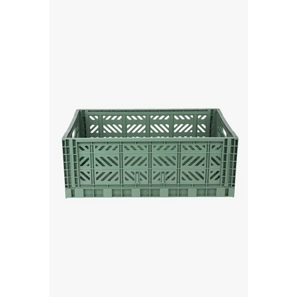 Foldable Storage Bins, Plastic Crate for Storage, Collapsible Crate, Utility Stackable Box Large Almond Green - Luna Crates