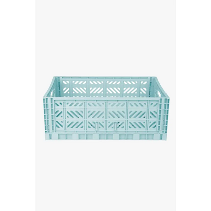 Foldable Storage Bins, Plastic Crate for Storage, Collapsible Crate, Utility Stackable Box Large Artic Blue - Luna Crates