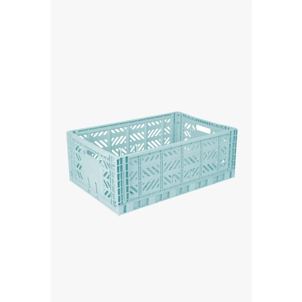 Foldable Storage Bins, Plastic Crate for Storage, Collapsible Crate, Utility Stackable Box Large Artic Blue - Luna Crates