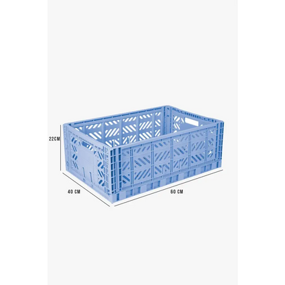 Foldable Storage Bins, Plastic Crate for Storage, Collapsible Crate, Utility Stackable Box Large Baby Blue - Luna Crates
