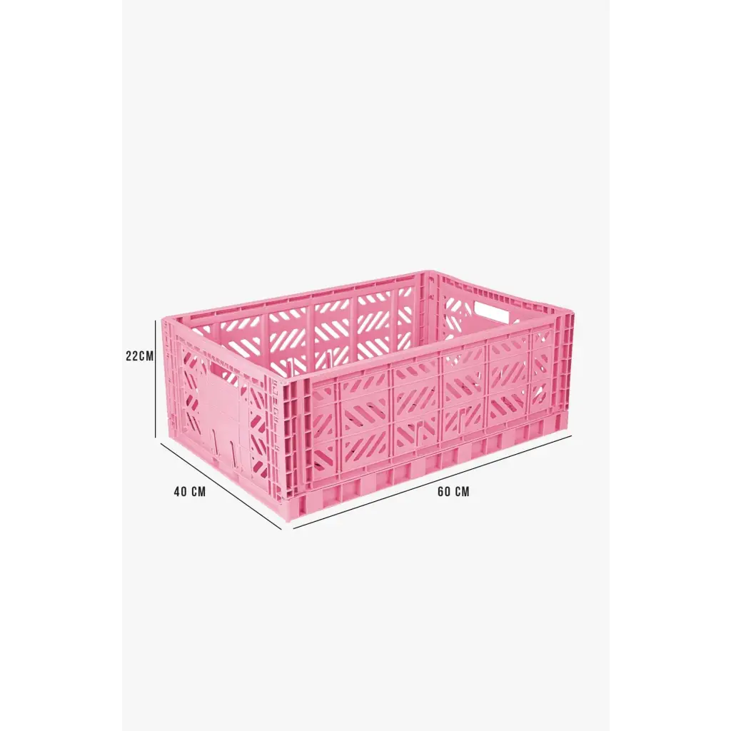 Foldable Storage Bins, Plastic Crate for Storage, Collapsible Crate, Utility Stackable Box Large Baby Pink - Luna Crates