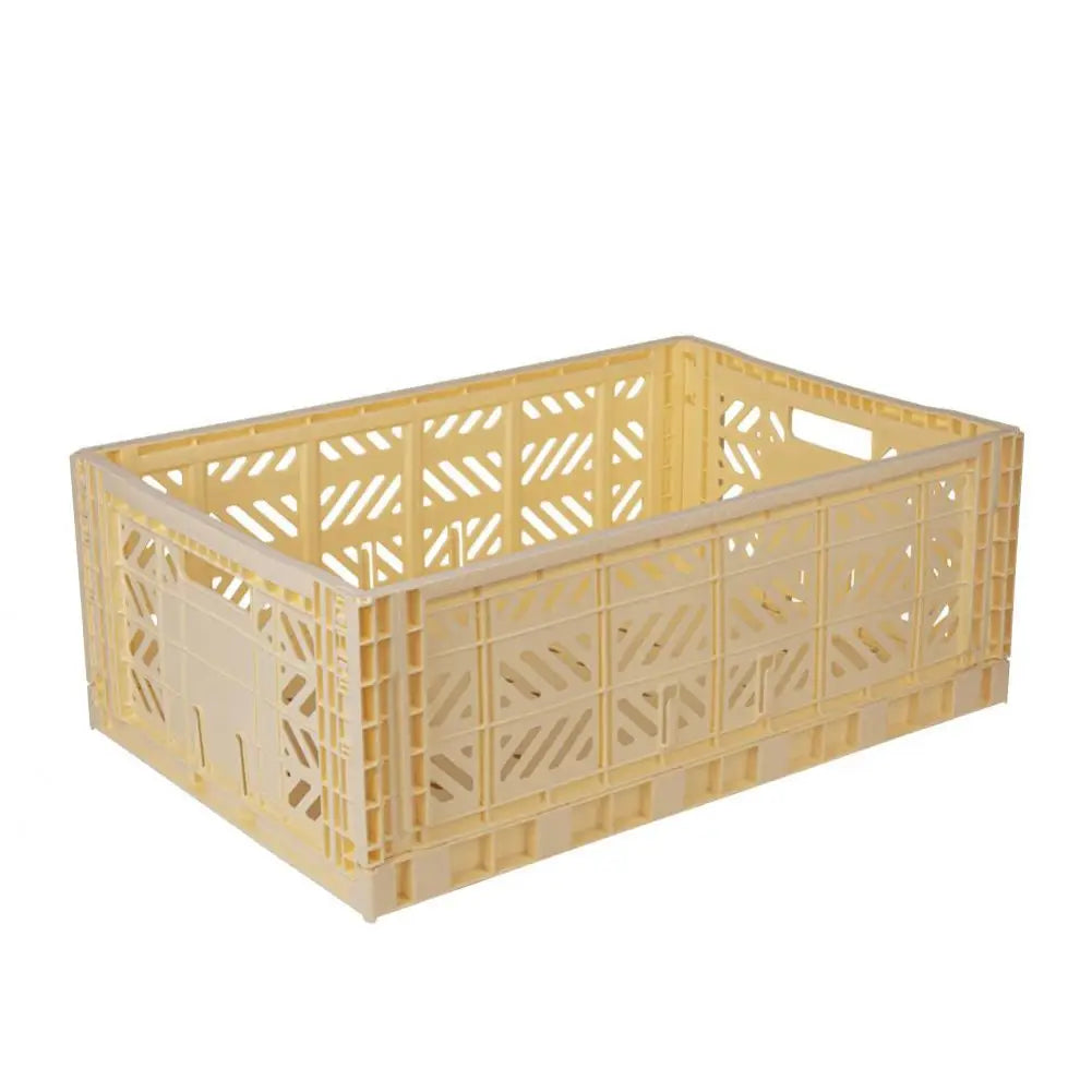 Foldable Storage Bins, Plastic Crate for Storage, Collapsible Crate, Utility Stackable Box Large Banana - Luna Crates