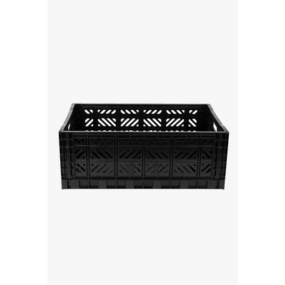 Foldable Storage Bins, Plastic Crate for Storage, Collapsible Crate, Utility Stackable Box Large Black - Luna Crates