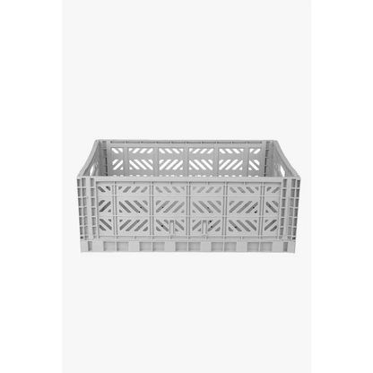 Foldable Storage Bins, Plastic Crate for Storage, Collapsible Crate, Utility Stackable Box Large Gray - Luna Crates