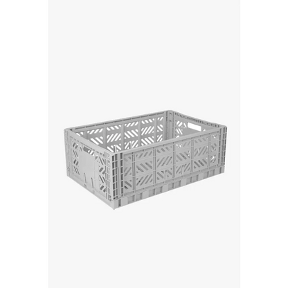 Foldable Storage Bins, Plastic Crate for Storage, Collapsible Crate, Utility Stackable Box Large Gray - Luna Crates