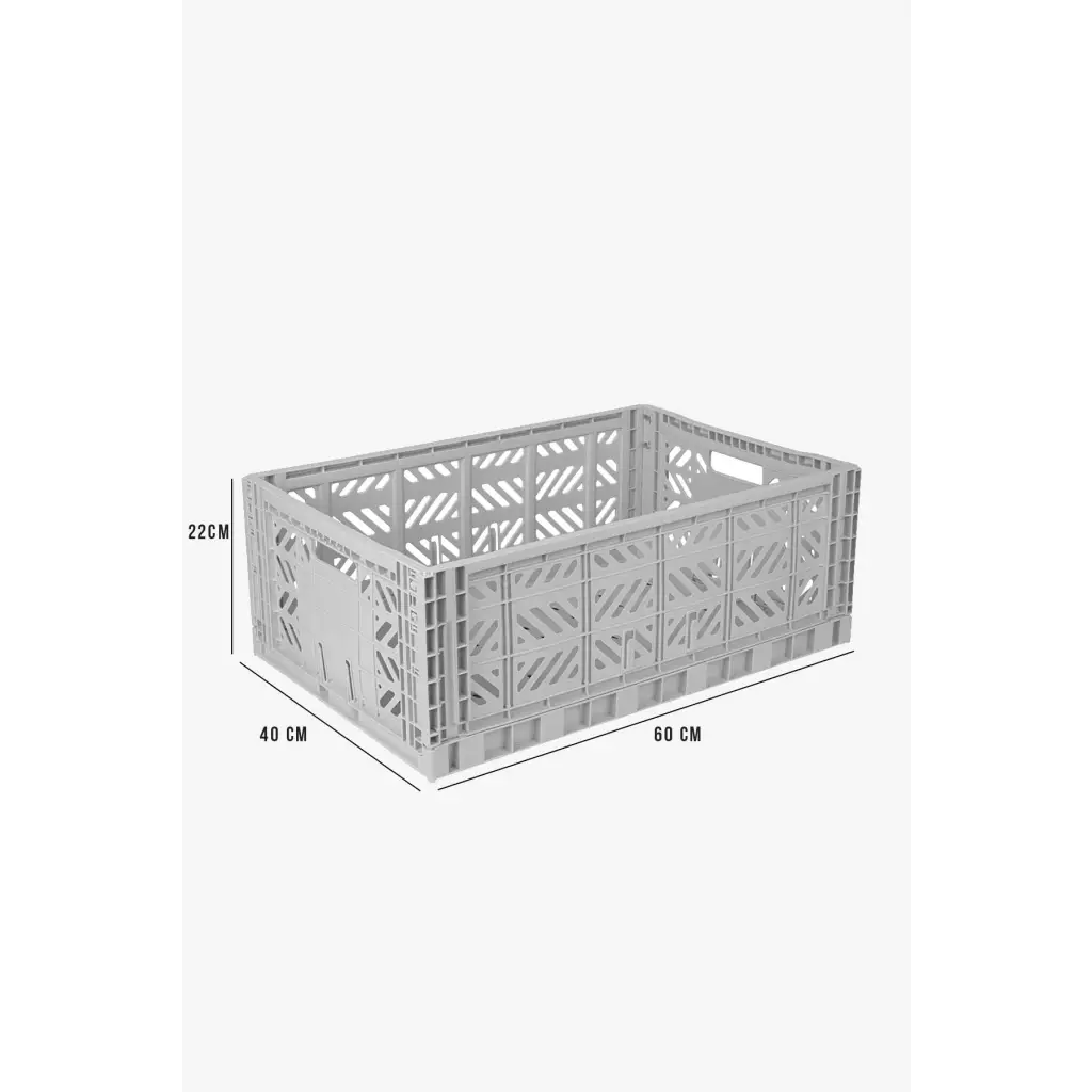 Foldable Storage Bins, Plastic Crate for Storage, Collapsible Crate, Utility Stackable Box Large Gray - Luna Crates