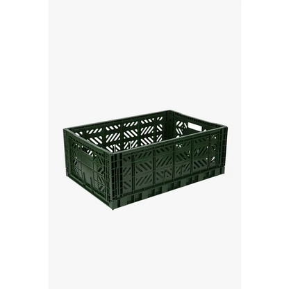 Foldable Storage Bins, Plastic Crate for Storage, Collapsible Crate, Utility Stackable Box Large Khaki - Luna Crates