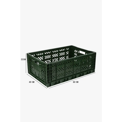 Foldable Storage Bins, Plastic Crate for Storage, Collapsible Crate, Utility Stackable Box Large Khaki - Luna Crates