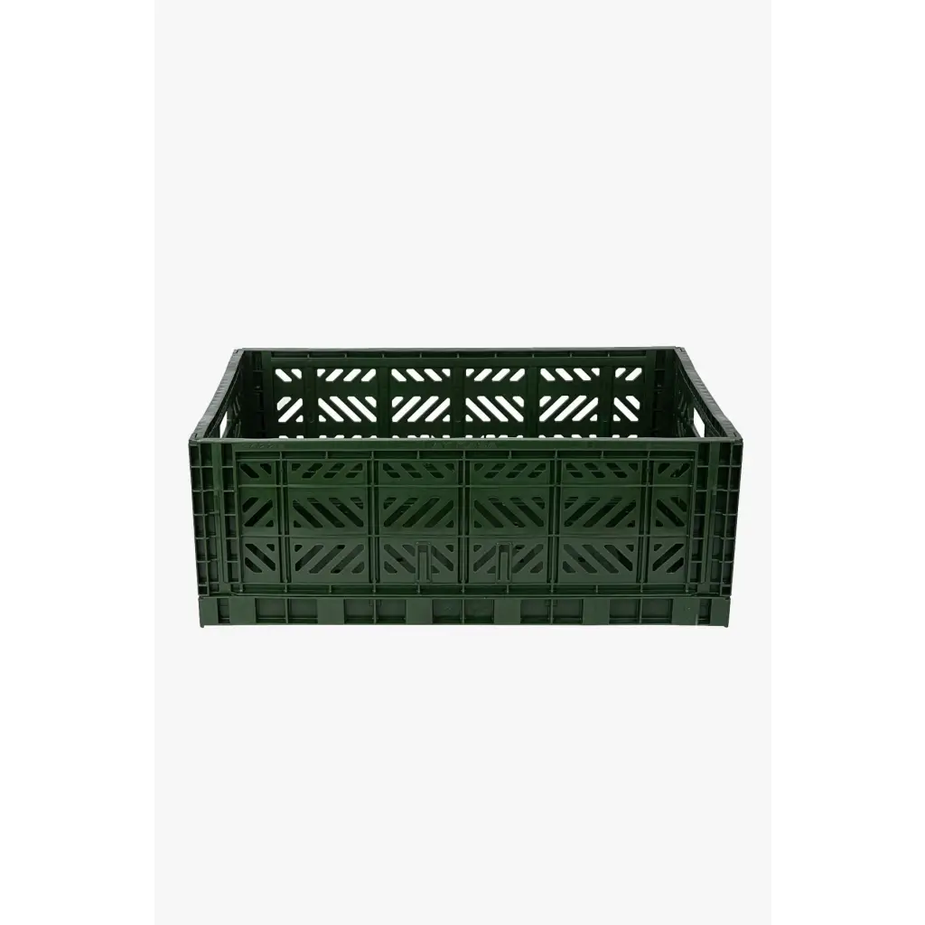 Foldable Storage Bins, Plastic Crate for Storage, Collapsible Crate, Utility Stackable Box Large Khaki - Luna Crates