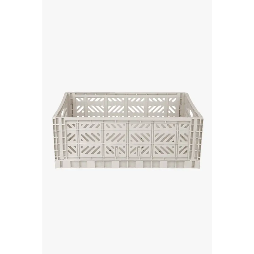 Foldable Storage Bins, Plastic Crate for Storage, Collapsible Crate, Utility Stackable Box Large Light Gray - Luna Crates