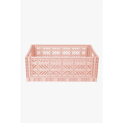 Foldable Storage Bins, Plastic Crate for Storage, Collapsible Crate, Utility Stackable Box Large Milk Tea - Luna Crates