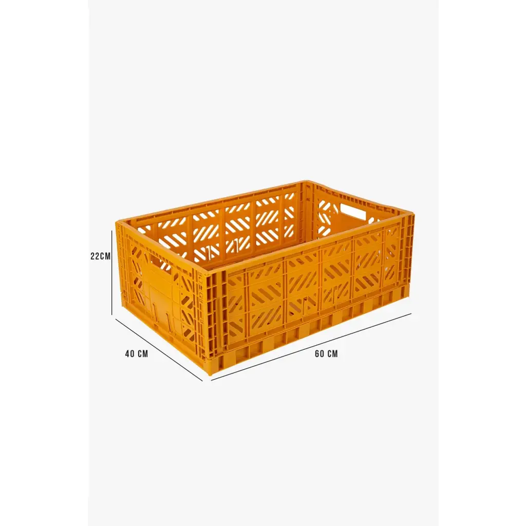 Foldable Storage Bins, Plastic Crate for Storage, Collapsible Crate, Utility Stackable Box Large Mustard - Luna Crates