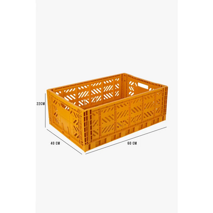 Foldable Storage Bins, Plastic Crate for Storage, Collapsible Crate, Utility Stackable Box Large Mustard - Luna Crates