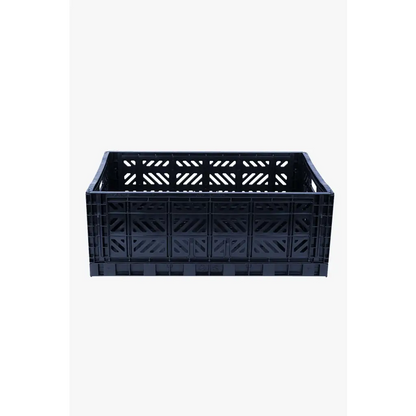 Foldable Storage Bins, Plastic Crate for Storage, Collapsible Crate, Utility Stackable Box Large Navy - Luna Crates