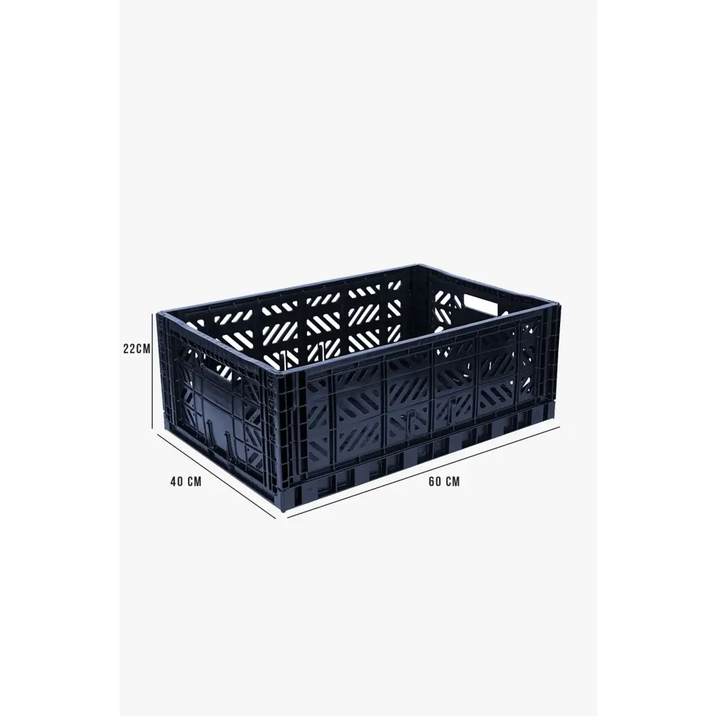 Foldable Storage Bins, Plastic Crate for Storage, Collapsible Crate, Utility Stackable Box Large Navy - Luna Crates