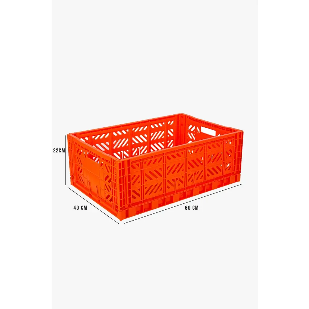 Foldable Storage Bins, Plastic Crate for Storage, Collapsible Crate, Utility Stackable Box Large Orange - Luna Crates