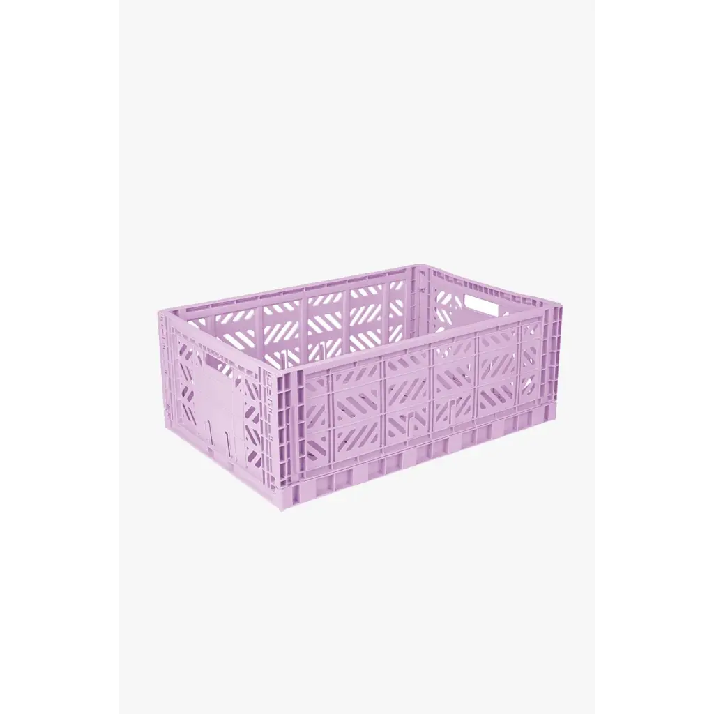 Foldable Storage Bins, Plastic Crate for Storage, Collapsible Crate, Utility Stackable Box Large Orchid - Luna Crates