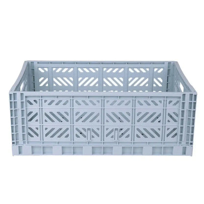 Foldable Storage Bins, Plastic Crate for Storage, Collapsible Crate, Utility Stackable Box Large Pale Blue - Luna Crates