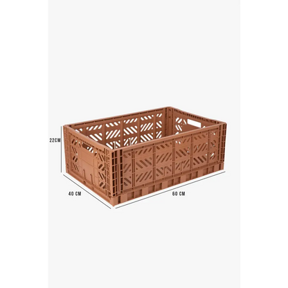 Foldable Storage Bins, Plastic Crate for Storage, Collapsible Crate, Utility Stackable Box Large Tan - Luna Crates