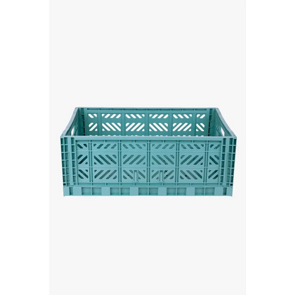 Foldable Storage Bins, Plastic Crate for Storage, Collapsible Crate, Utility Stackable Box Large Teal - Luna Crates