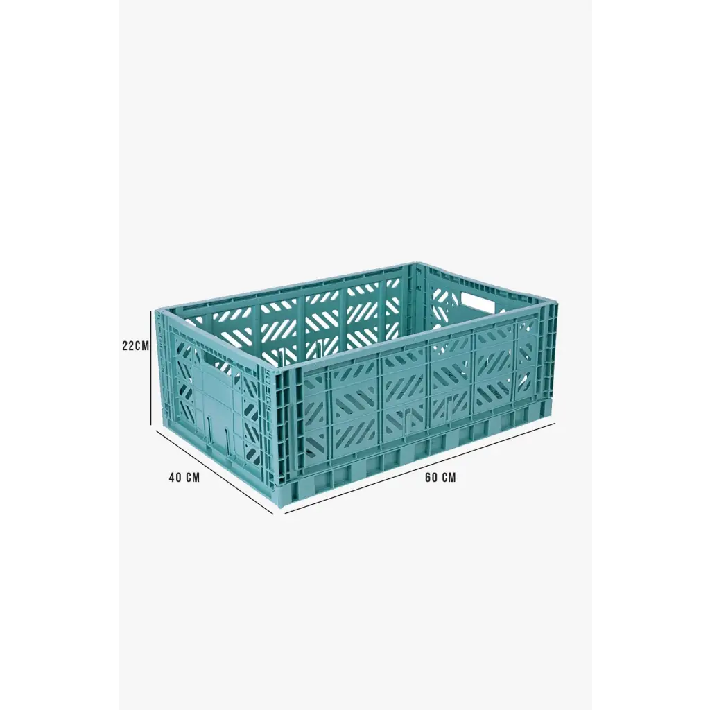 Foldable Storage Bins, Plastic Crate for Storage, Collapsible Crate, Utility Stackable Box Large Teal - Luna Crates