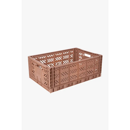 Foldable Storage Bins, Plastic Crate for Storage, Collapsible Crate, Utility Stackable Box Large Warm Taupe - Luna Crates