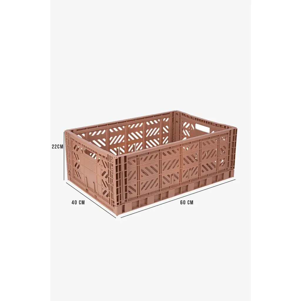 Foldable Storage Bins, Plastic Crate for Storage, Collapsible Crate, Utility Stackable Box Large Warm Taupe - Luna Crates