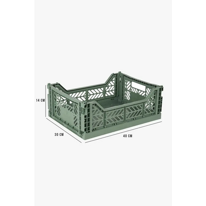Foldable Storage Bins, Plastic Crate for Storage, Collapsible Crate, Utility Stackable Box Medium Almond Green - Luna Crates