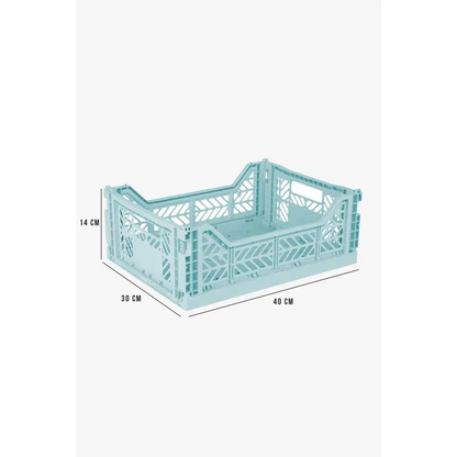 Foldable Storage Bins, Plastic Crate for Storage, Collapsible Crate, Utility Stackable Box Medium Artic Blue - Luna Crates