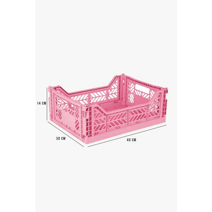 Foldable Storage Bins, Plastic Crate for Storage, Collapsible Crate, Utility Stackable Box Medium Baby Pink - Luna Crates