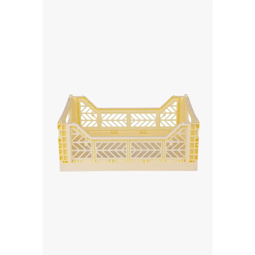 Foldable Storage Bins, Plastic Crate for Storage, Collapsible Crate, Utility Stackable Box Medium Cream - Luna Crates