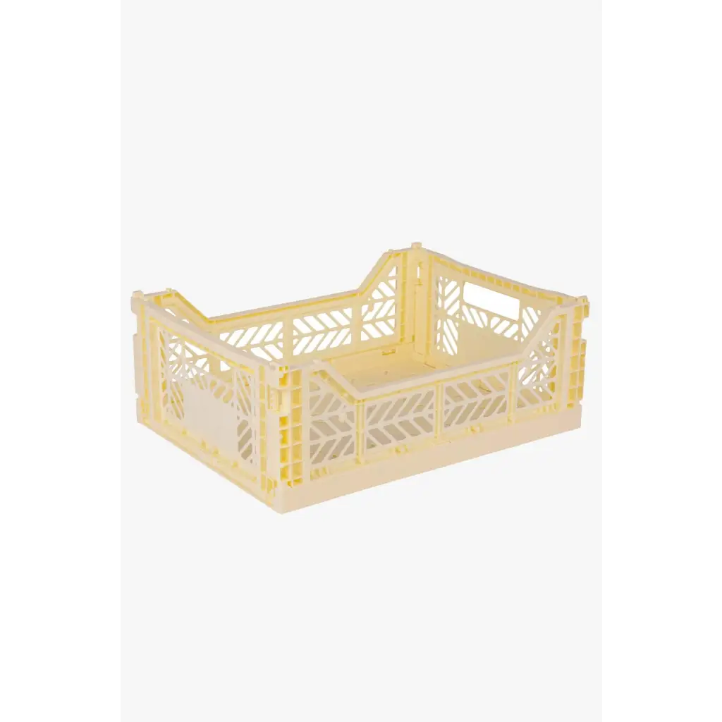 Foldable Storage Bins, Plastic Crate for Storage, Collapsible Crate, Utility Stackable Box Medium Cream - Luna Crates