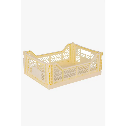 Foldable Storage Bins, Plastic Crate for Storage, Collapsible Crate, Utility Stackable Box Medium Cream - Luna Crates