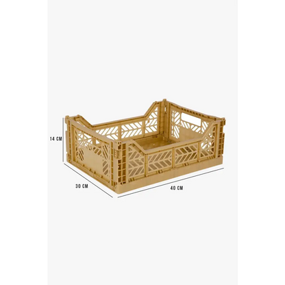 Foldable Storage Bins, Plastic Crate for Storage, Collapsible Crate, Utility Stackable Box Medium Gold - Luna Crates