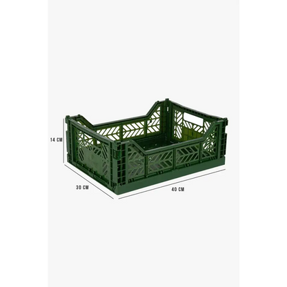 Foldable Storage Bins, Plastic Crate for Storage, Collapsible Crate, Utility Stackable Box Medium Khaki - Luna Crates