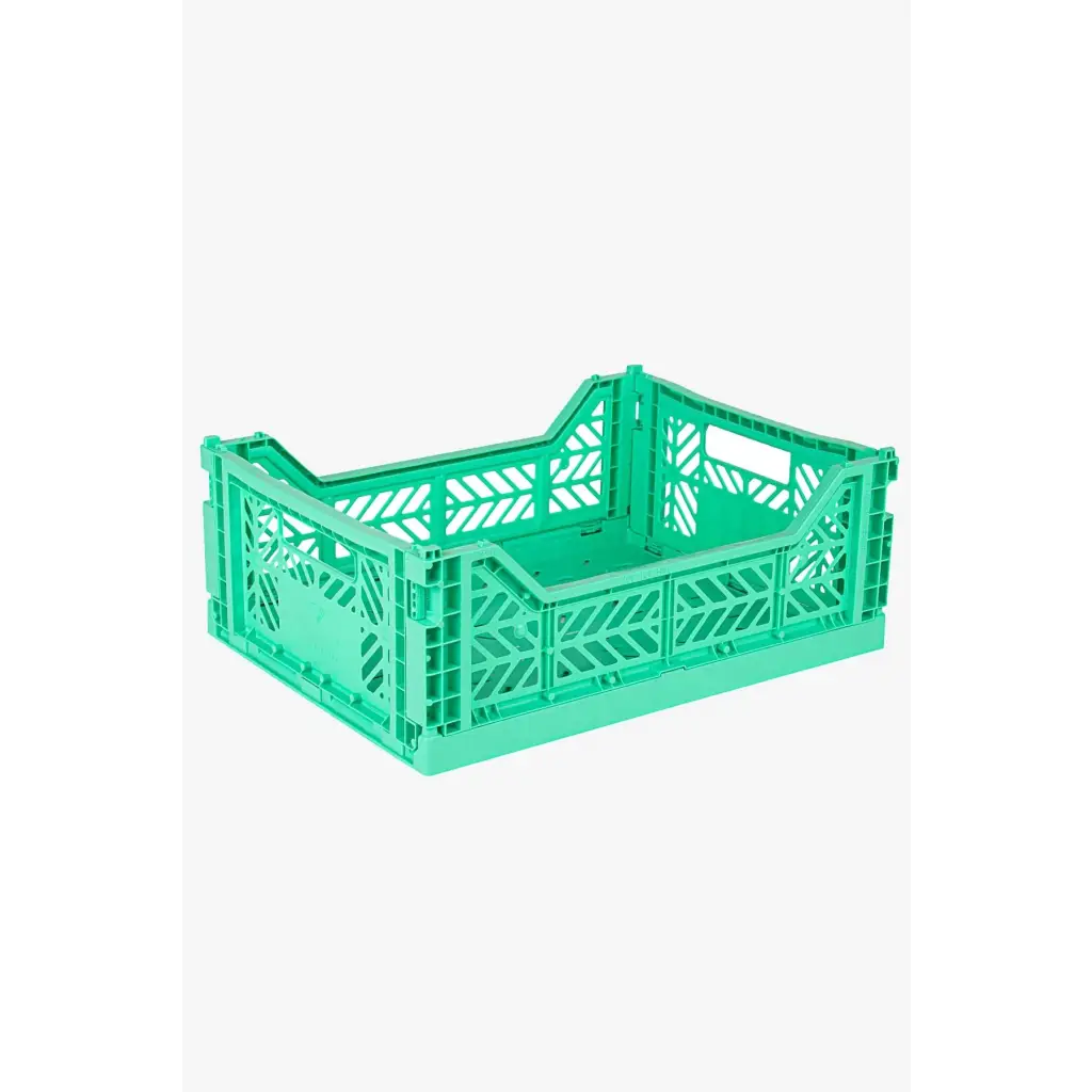 Foldable Storage Bins, Plastic Crate for Storage, Collapsible Crate, Utility Stackable Box Medium Mint - Luna Crates