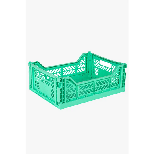 Foldable Storage Bins, Plastic Crate for Storage, Collapsible Crate, Utility Stackable Box Medium Mint - Luna Crates