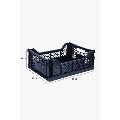 Foldable Storage Bins, Plastic Crate for Storage, Collapsible Crate, Utility Stackable Box Medium Navy - Luna Crates