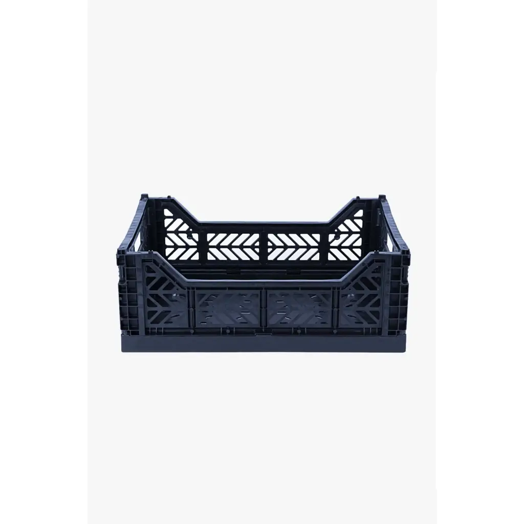 Foldable Storage Bins, Plastic Crate for Storage, Collapsible Crate, Utility Stackable Box Medium Navy - Luna Crates